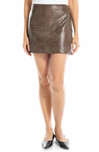 Croc Embossed Faux Leather Miniskirt