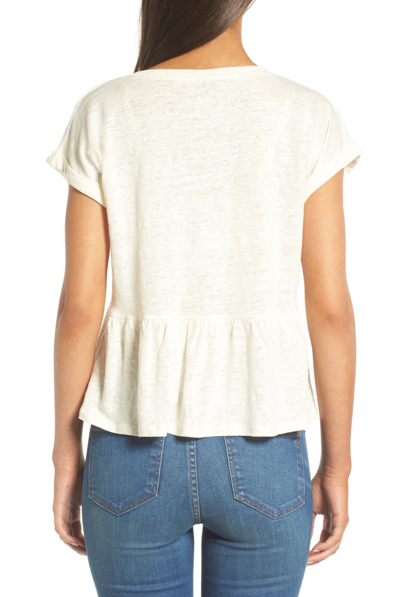 Modern Linen Gather Top, Alternate, color, ANTIQUE CREAM