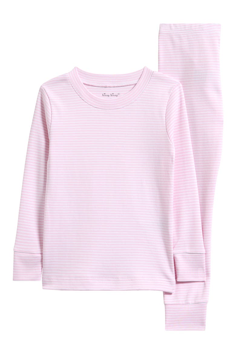 Kids' Stripes Fitted Pima Cotton Two-Piece Pajamas, Main, color, SIMPLY STRIPES PINK
