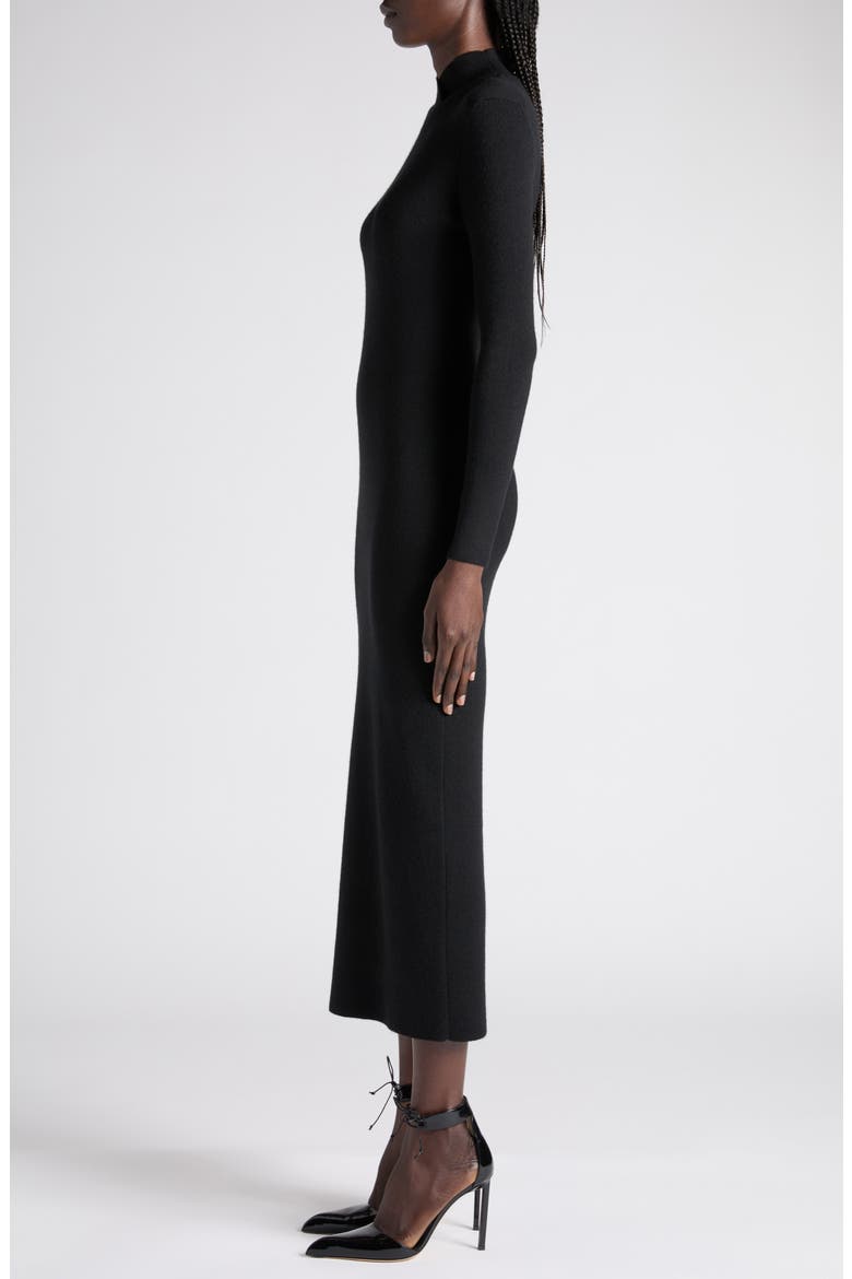 Long Sleeve Fine Stretch Merino Wool Midi Sweater Dress, Alternate, color, LB999 BLACK