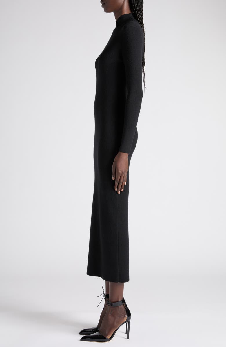 TOM FORD Long Sleeve Fine Stretch Merino Wool Midi Sweater Dress, Alternate, color, Lb999 Black