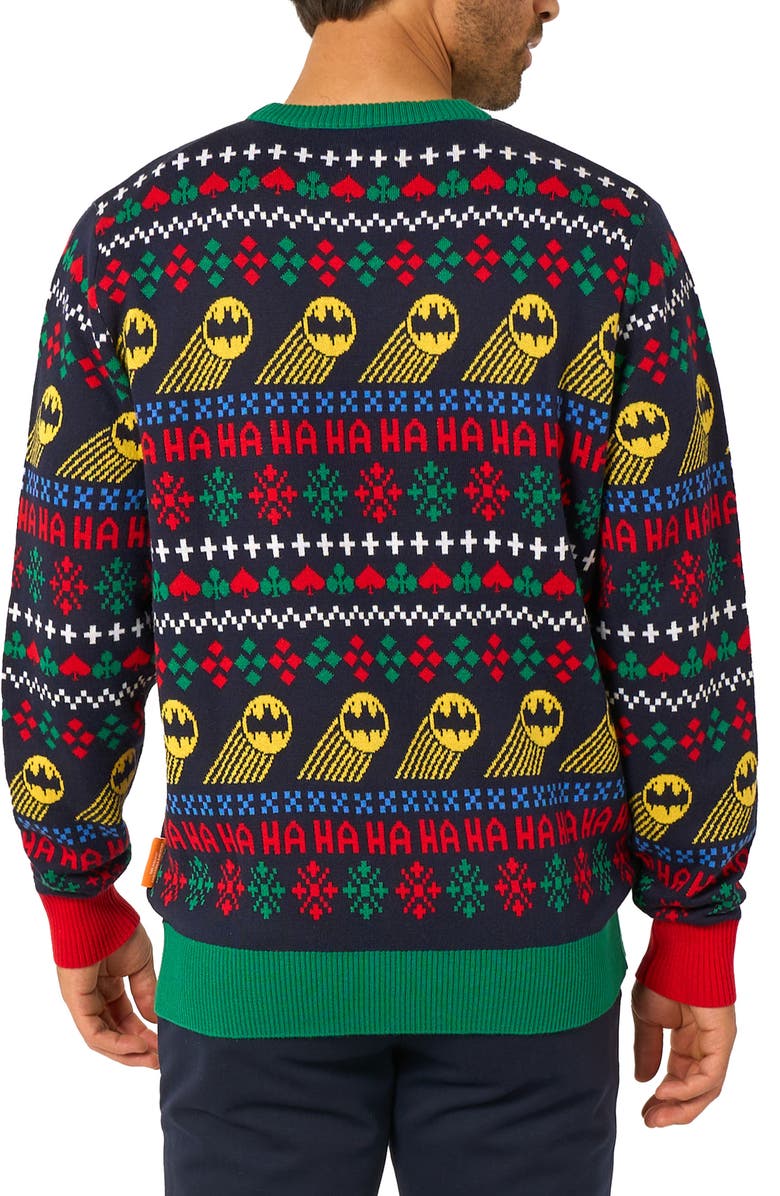 OppoSuits Batman Christmas Crewneck Sweater, Alternate, color, Green Multi