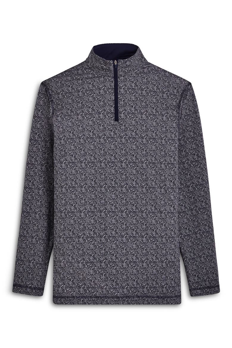 OoohCotton® Print Quarter Zip Pullover, Alternate, color, NAVY