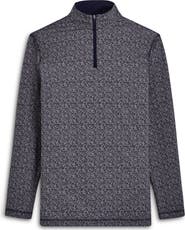 Bugatchi OoohCotton® Print Quarter Zip Pullover