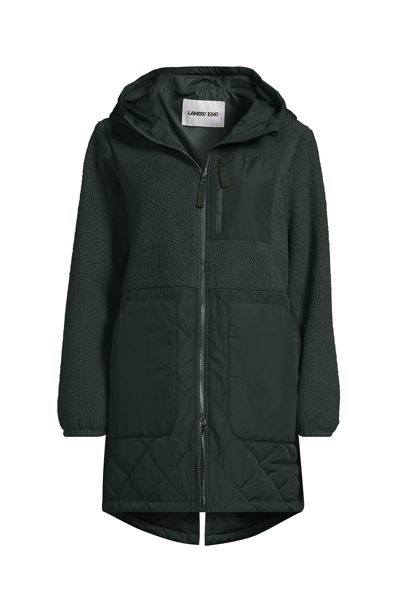 Lands' End High Pile Quilted Mixed Media Parka (Women) | Nordstrom