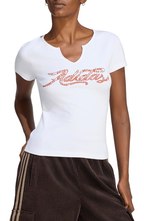 Adidas Originals Crystal Logo Graphic Slim T-shirt In White