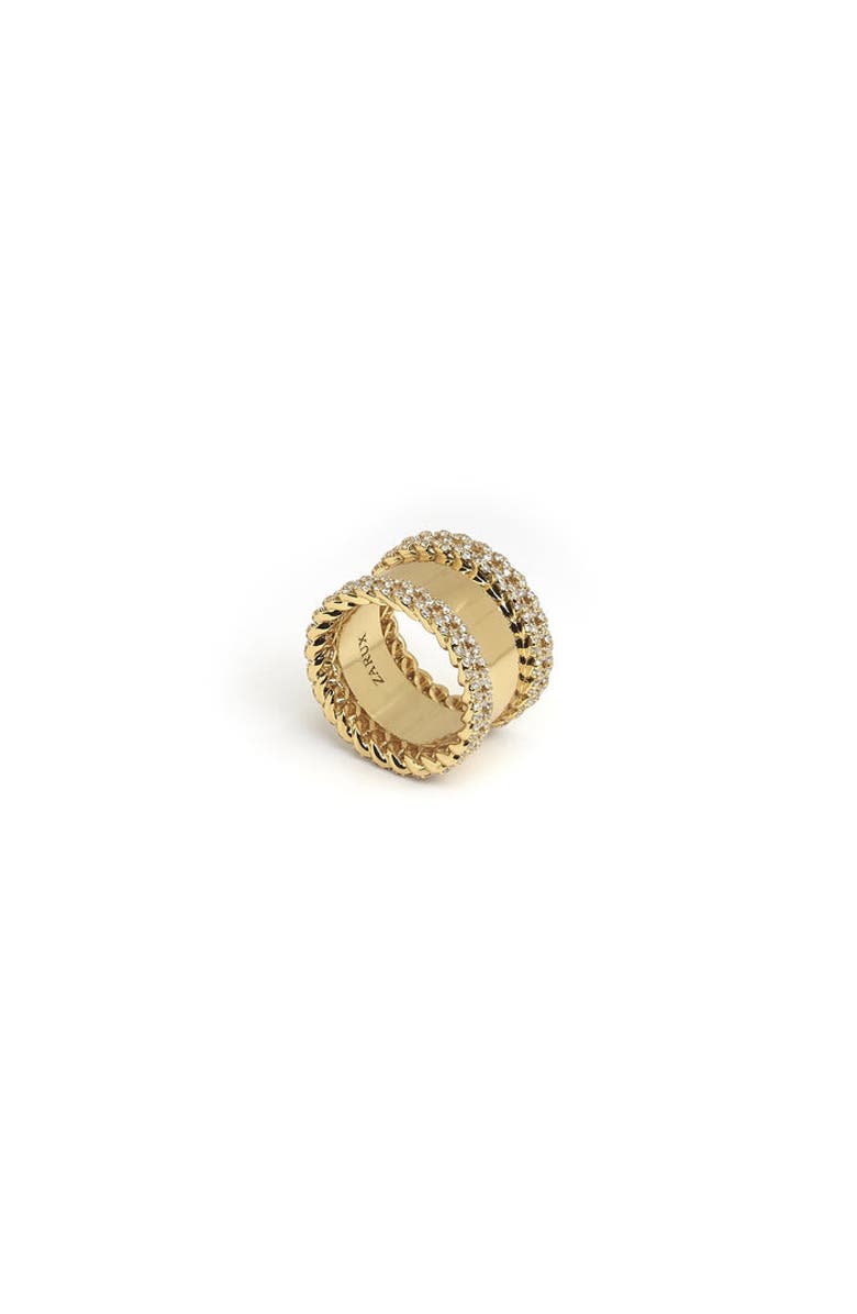 ZARUX Side Braid with Stone Ring, Alternate, color, Yellow Gold