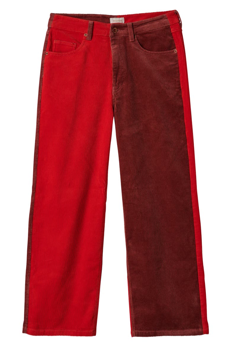 Margo High Waist Two-Tone Crop Cotton Corduroy Pants, Alternate, color, COWHIDE/ MARS RED CORD