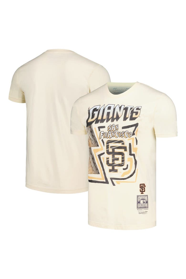Men's Mitchell & Ness Cream San Francisco Giants Cooperstown Collection Sidewalk Sketch T-Shirt, Main, color, Cream