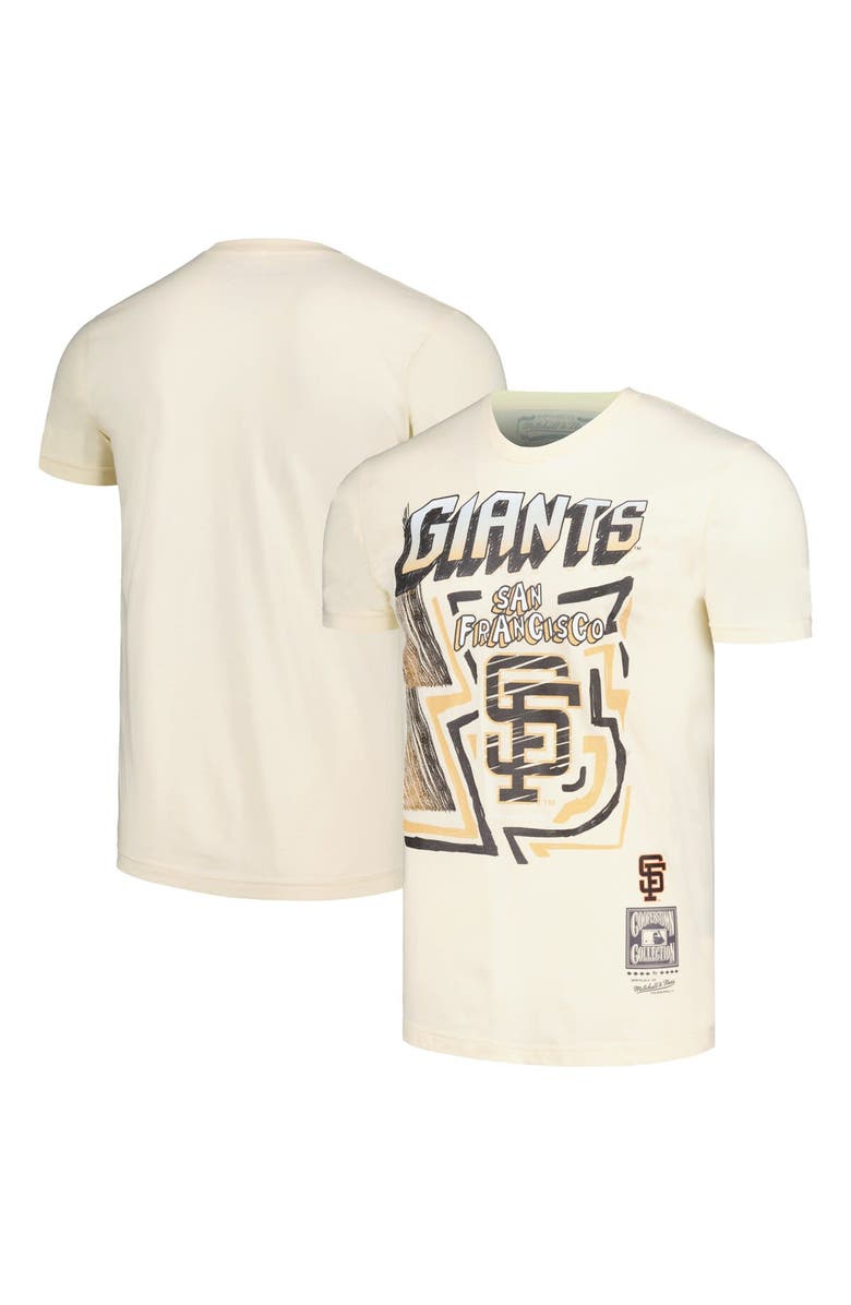 Mitchell & Ness Men's Mitchell & Ness Cream San Francisco Giants Cooperstown Collection Sidewalk Sketch T-Shirt, Main, color, 