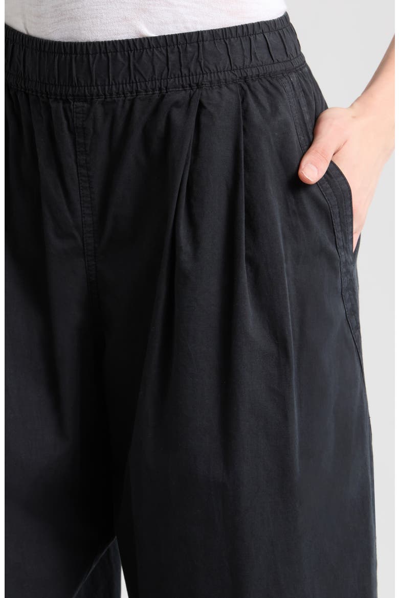 Kyra Pull-On Poplin Barrel Pants, Alternate, color, BLACK