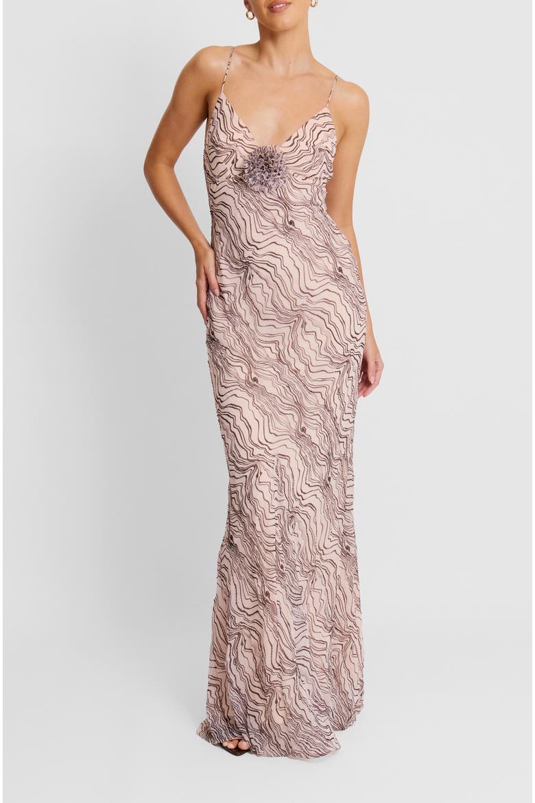 Strappy Coursage Beaded Maxi Dress, Alternate, color, Pale Pink