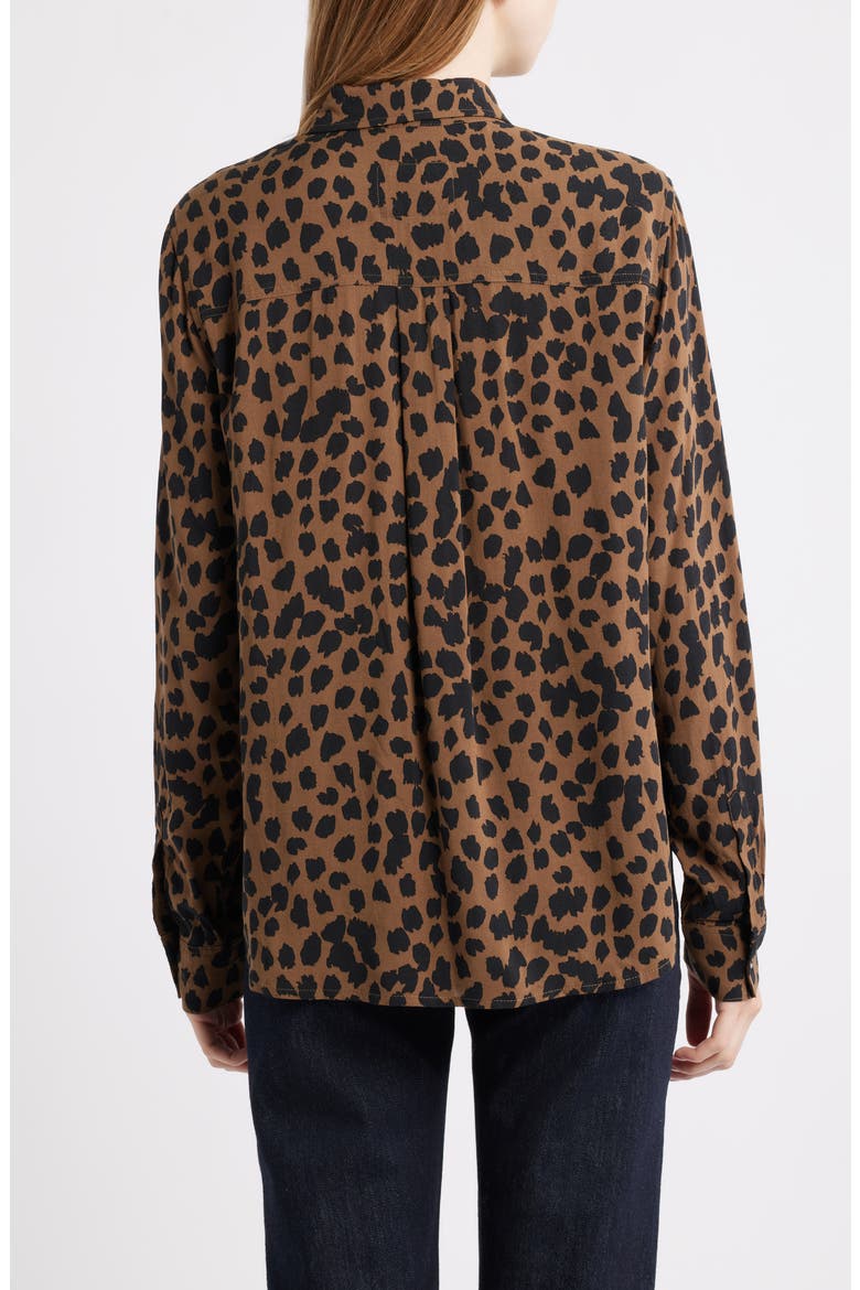Josephine Leopard Print Button-Up Shirt, Alternate, color, TEAK SPOTTED