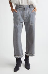 Isabel Marant Étoile Ermina Hickory Stripe High Waist Straight Leg Jeans
