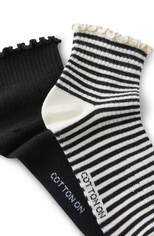 Cotton On The Perfect Pair Frill Rib Ankle 2pk In Multi
