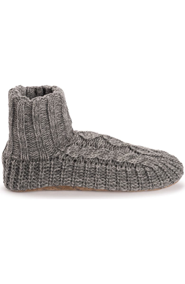 MUK LUKS Acrylic Cabled Bootie Slippers, Alternate, color, Grey