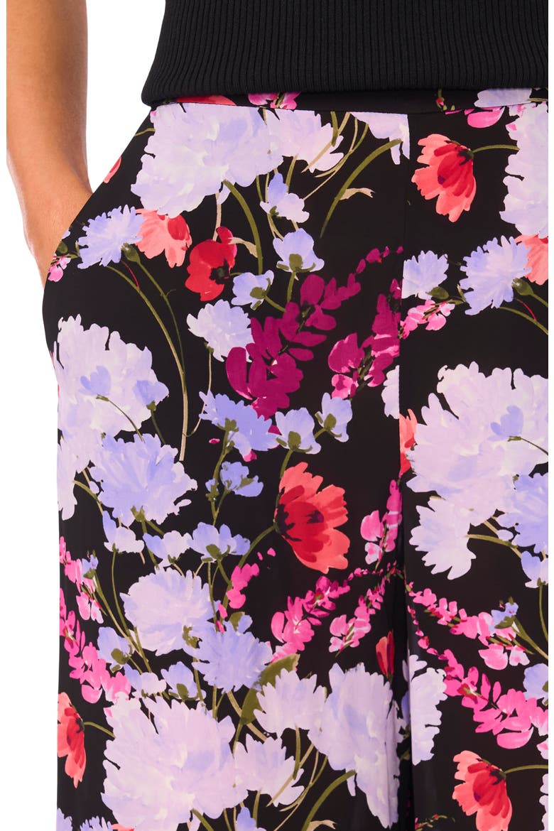 Maya Floral Wide Leg Pants, Alternate, color, RICH BLACK