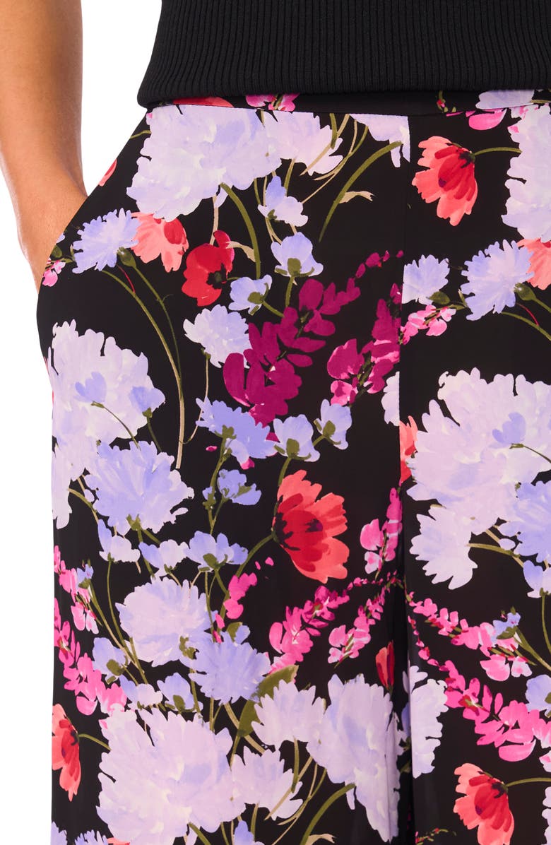 Ted Baker Maya Floral Wide Leg Pants, Alternate, color, Rich Black