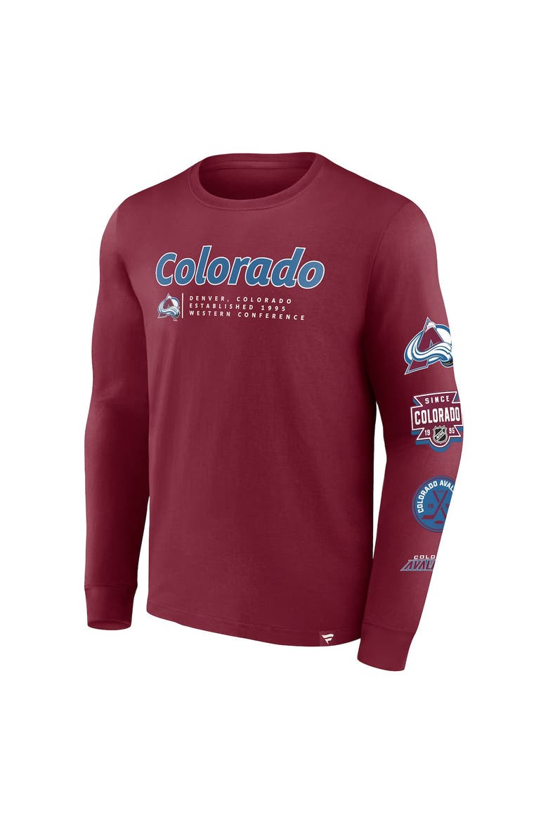 Men's Fanatics Branded Burgundy Colorado Avalanche Strike the Goal Long Sleeve T-Shirt, Alternate, color, Burgundy