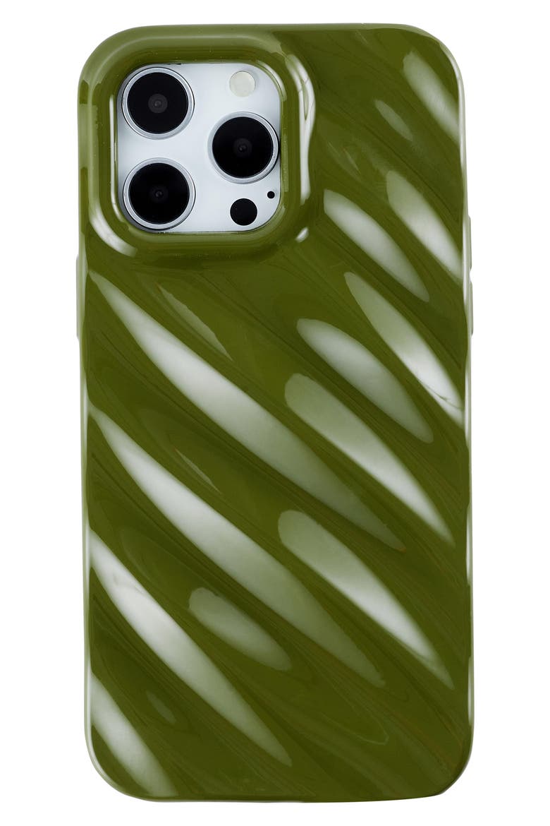 Silk Look Green iPhone 14 Pro Case, Main, color, GREEN