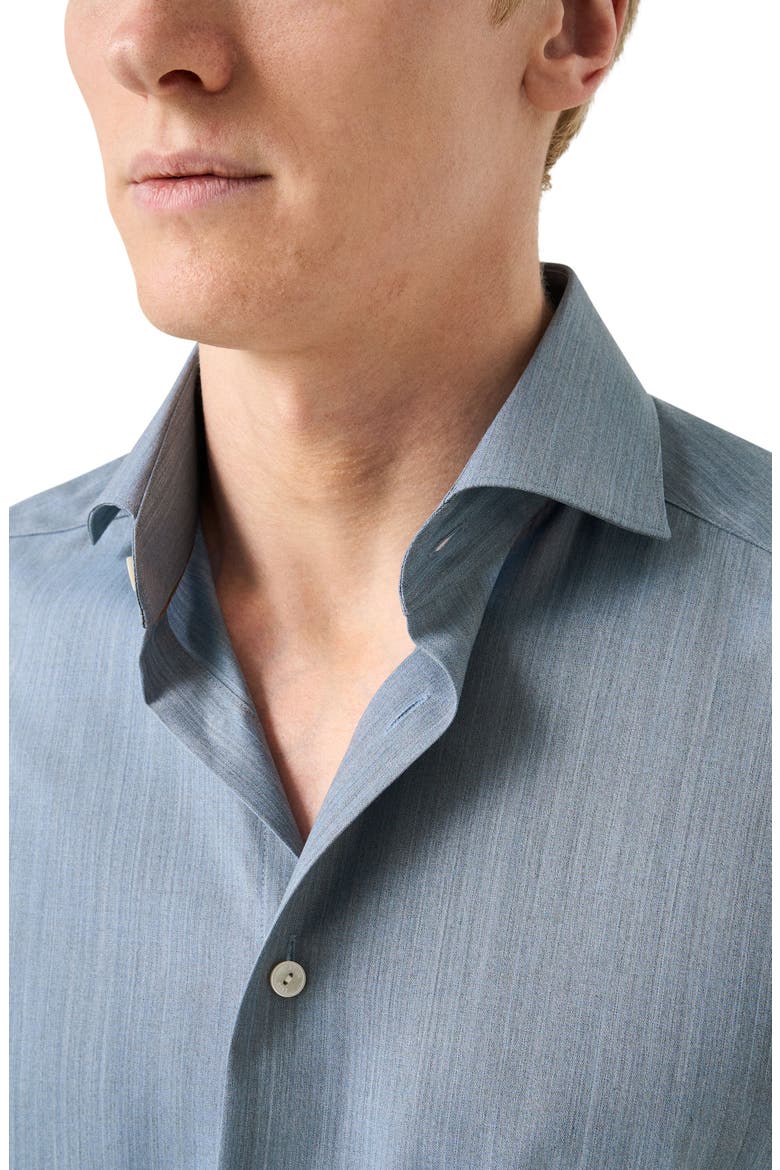 Slim Fit Blue Mélange Wool Dress Shirt, Alternate, color, MEDIUM BLUE