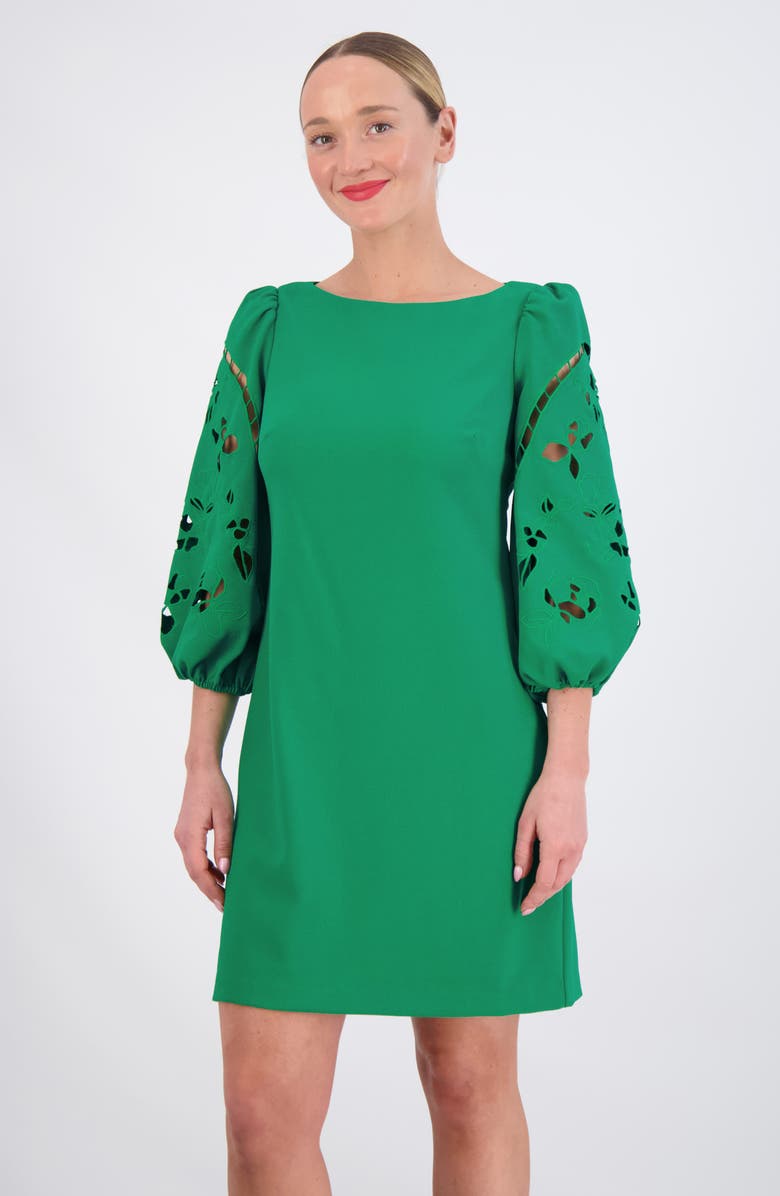 Vince Camuto Eyelet Sleeve Crepe Shift Dress, Alternate, color, 