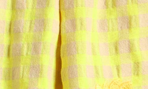 Bobo Choses Vichy Sunflower Embroidered Neon Check Shorts In Yellow