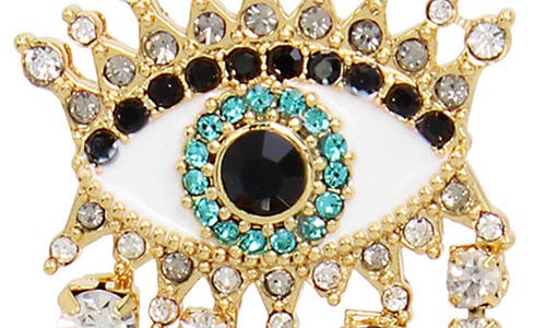Kurt Geiger London Evil Eye Crystal Chain Fringe Earrings In Gold/crystal