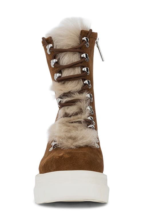 Aquatalia Ivanya Suede & Genuine Shearling Lug Boot In Brown