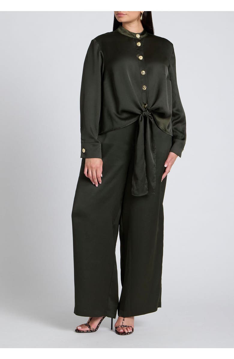 ELOQUII Waist Tie Top, Alternate, color, Forest Green