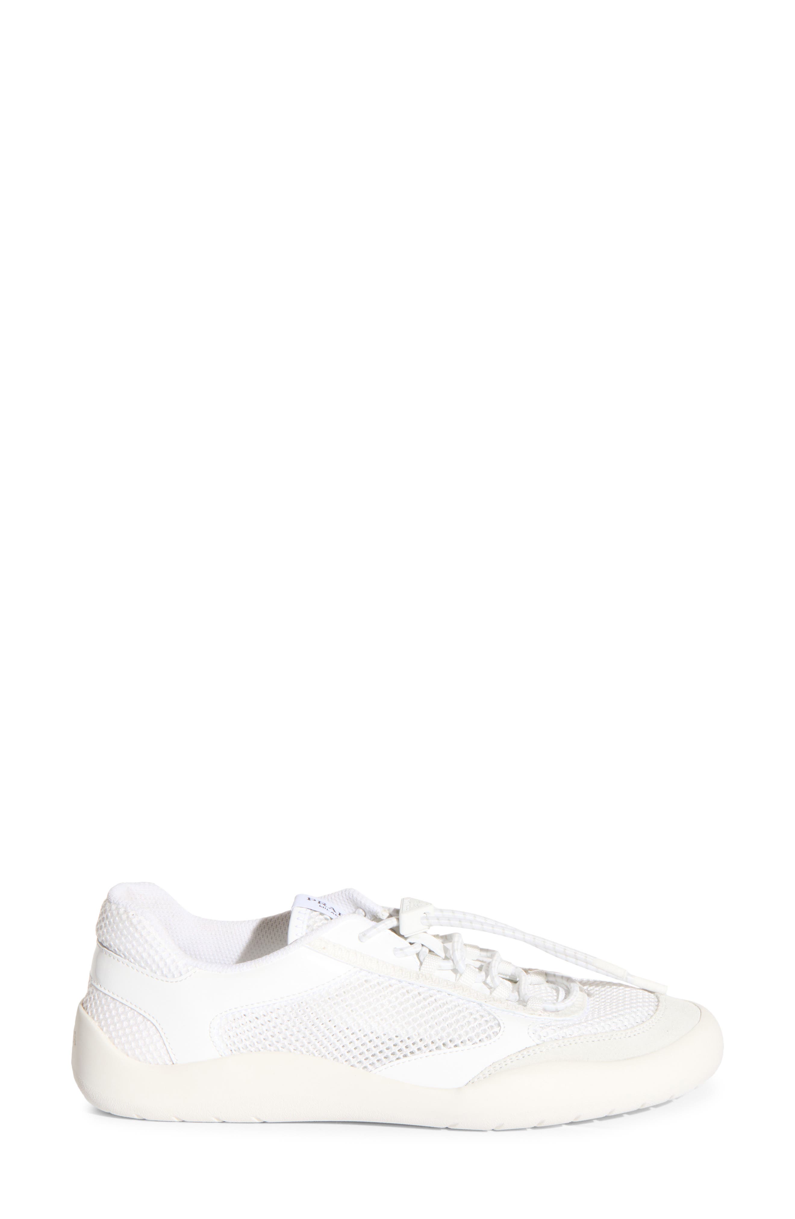 Prada Speedrock Mixed Media Sneaker, Alternate, color, Bianco