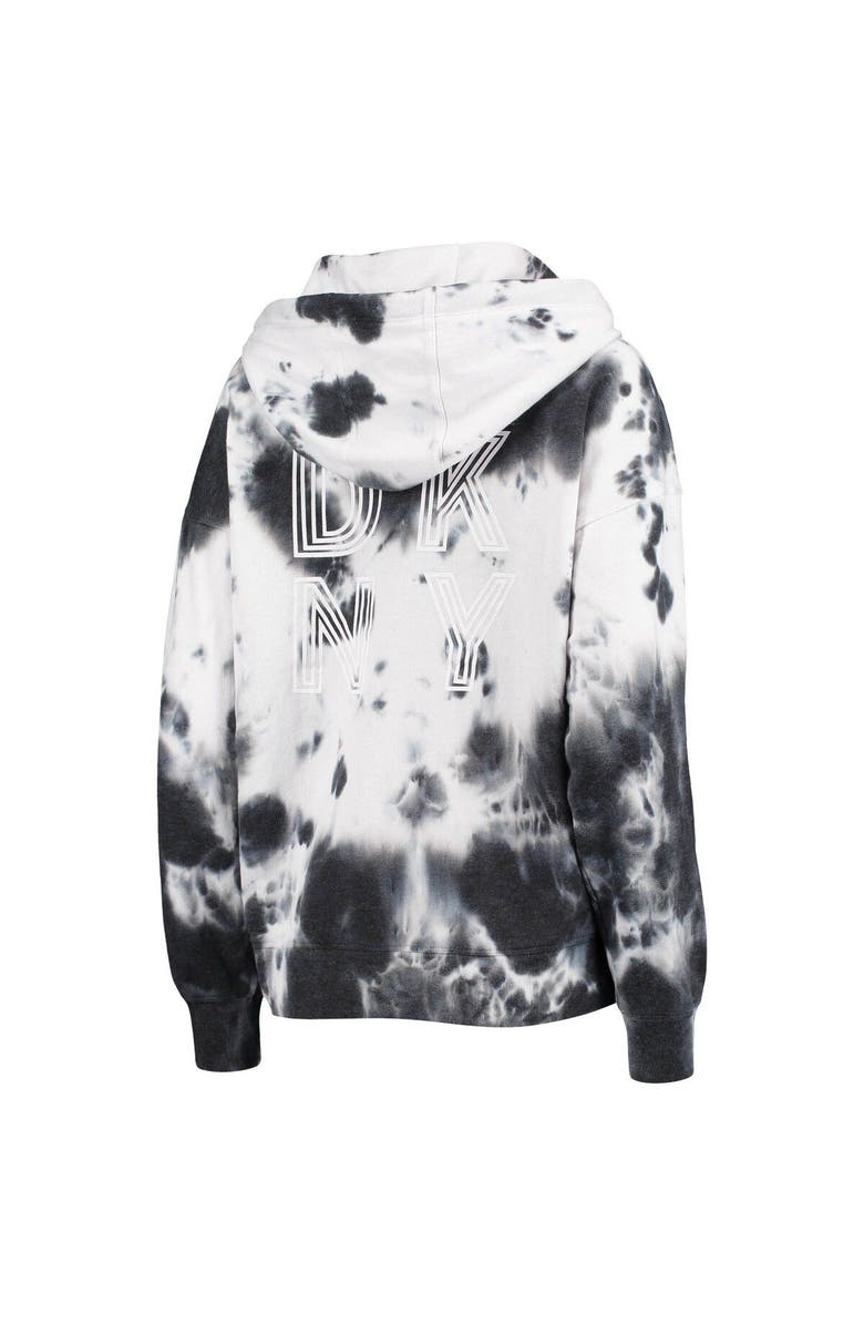 DKNY SPORT Women's DKNY Sport White/Black Las Vegas Raiders Dakota Oversized Tie-Dye Half-Zip Hoodie, Alternate, color, White