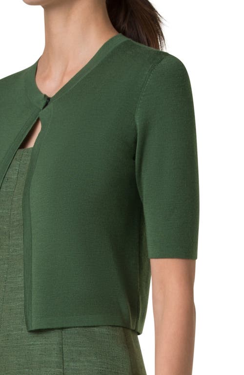 Akris Punto One Button Merino Wool Cropped Cardigan In Laurel