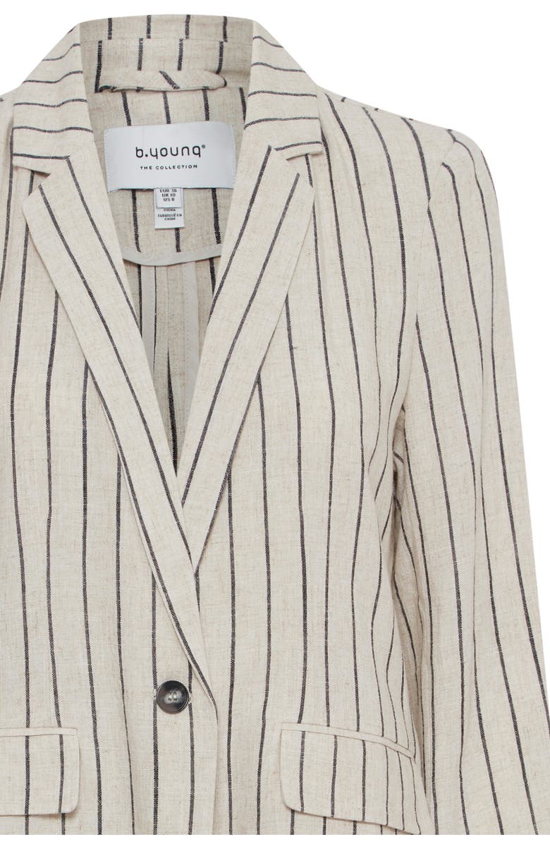 B.YOUNG Johanna Blazer, Alternate, color, Linen Black Stripe
