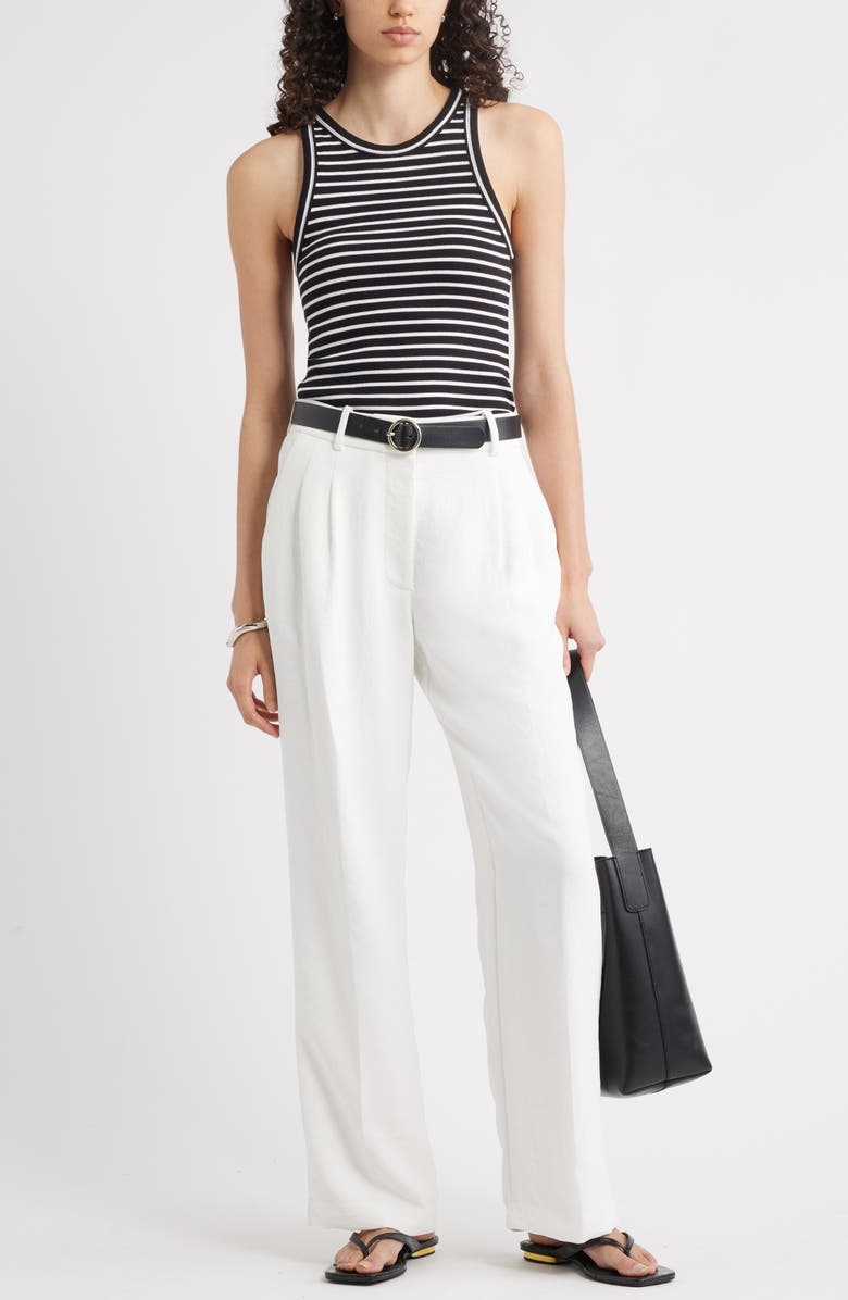 Nordstrom Everyday Cotton Rib Tank, Alternate, color, Black- White Elm Stripe