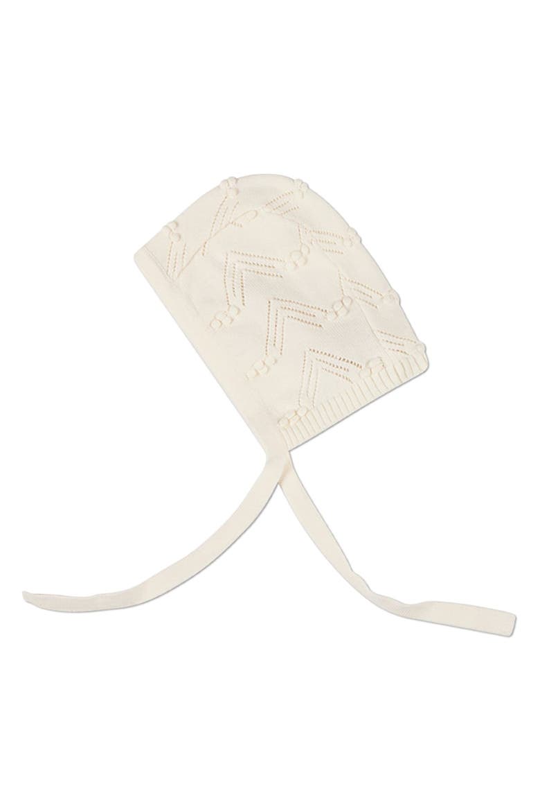 Pointelle Knit Bonnet with Strings, Main, color, Ivory
