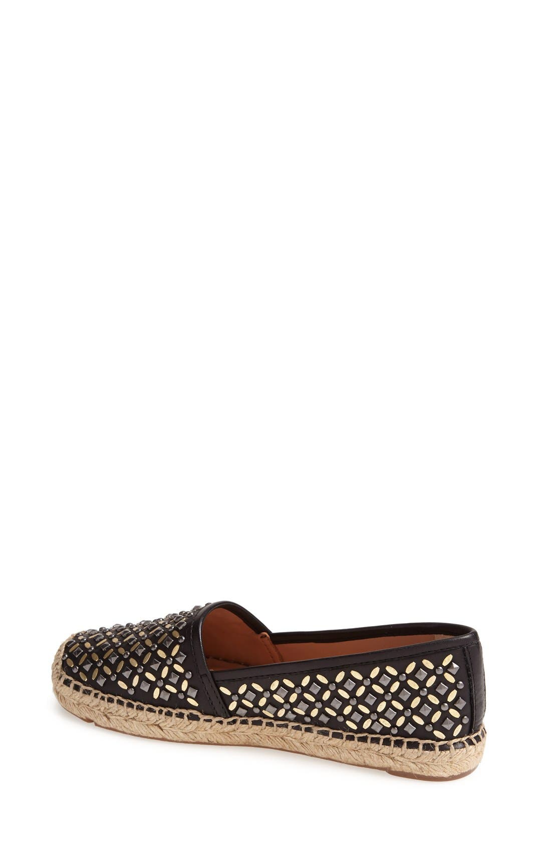 'Calada' Studded Leather Slip-On, Alternate, color, BLACK