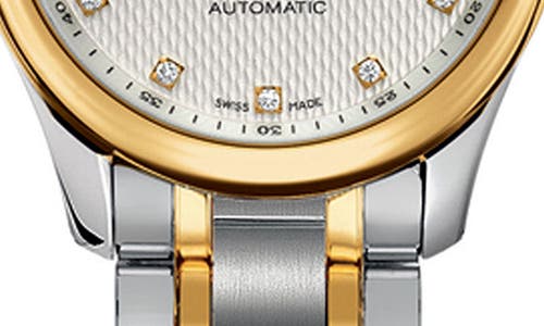 Longines Women's Swiss Automatic Master Diamond Accent 18k Gold And Stainless Steel Bracelet Watch 26mm L2128