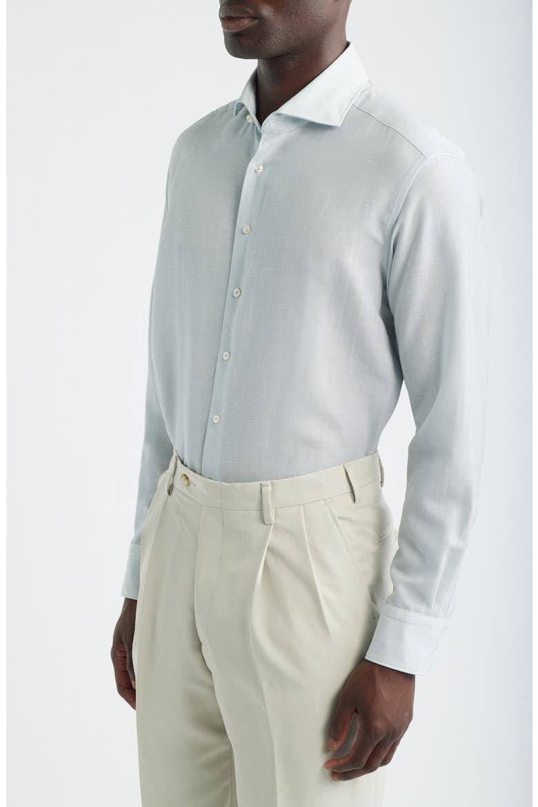 Soft Luxury Modern Fit Wool & Linen Non-Iron Dress Shirt, Alternate, color, SKY
