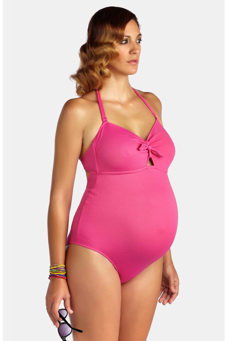 One-Piece Maternity Swimsuit, Alternate, color, FUCHSIA