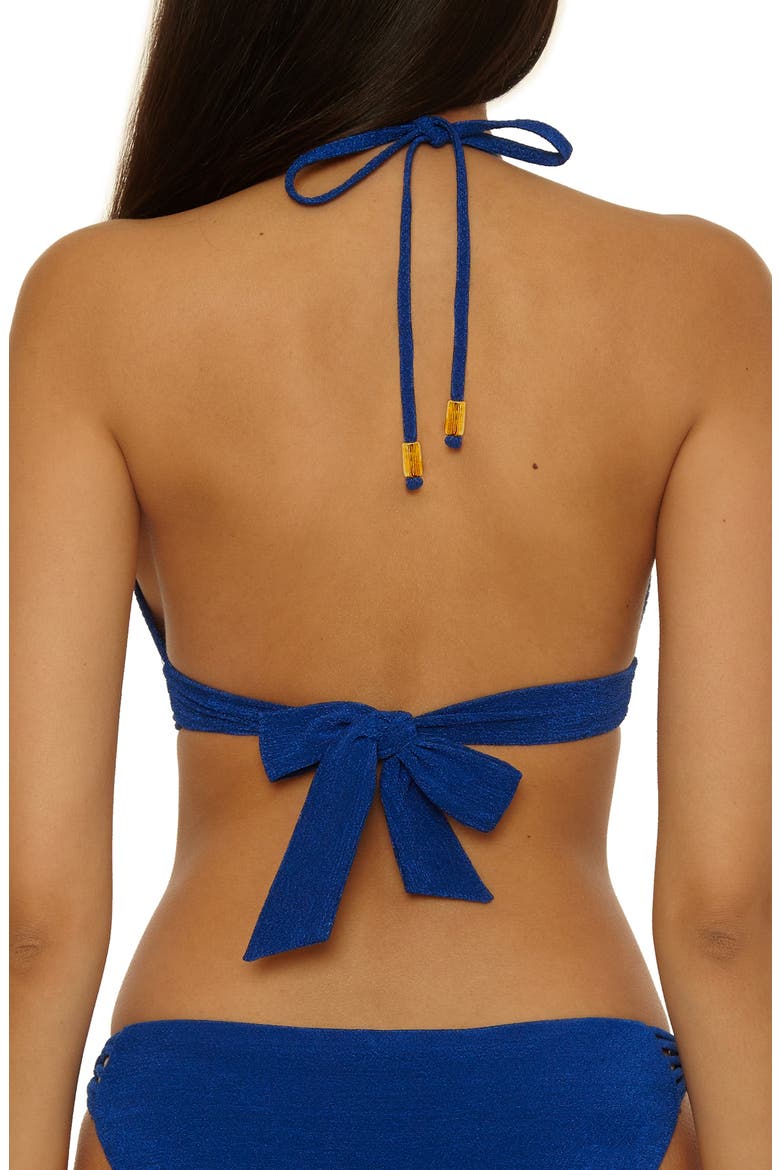Crete Crepe Halter Swim Top, Alternate, color, INDIGO