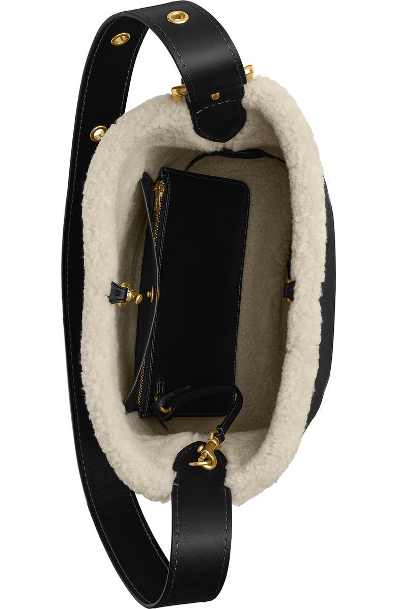 COACH Bleecker Bucket Bag with Genuine Shearling Trim, Alternate, color, B4/ Black Natural