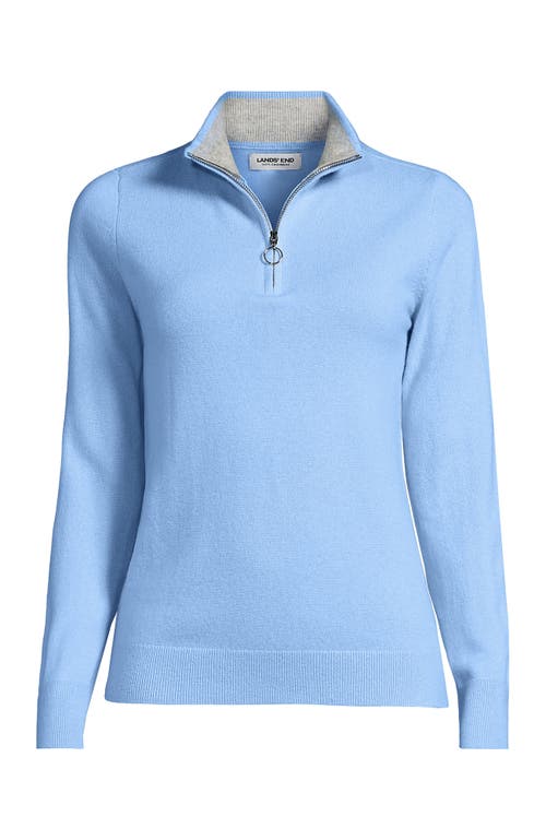Lands' End Cashmere Quarter Zip Sweater In Blue