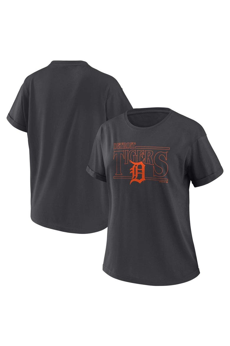 Women's WEAR by Erin Andrews  Charcoal Detroit Tigers Oversized Boyfriend T-Shirt, Main, color, Charcoal