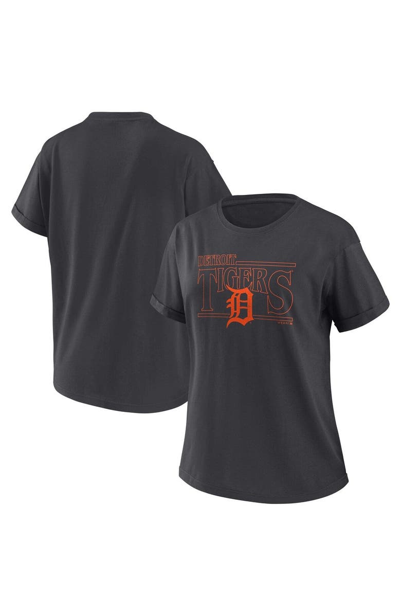 WEAR by Erin Andrews Women's WEAR by Erin Andrews  Charcoal Detroit Tigers Oversized Boyfriend T-Shirt, Main, color, 