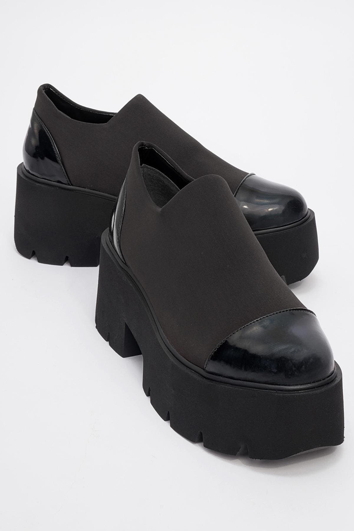 Grena Platform Slip On Shoes, Main, color, Black Patent Faux Leather