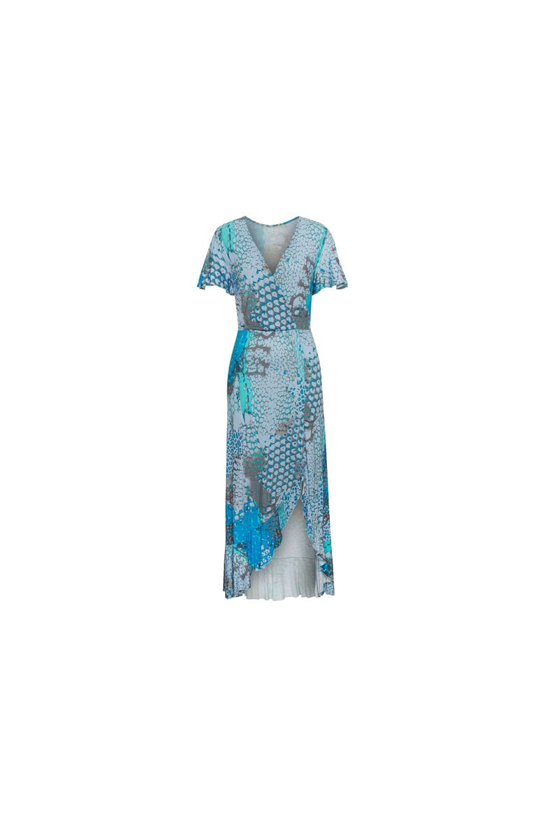 Printed Side Slit Maxi Dress, Alternate, color, Blue Multi