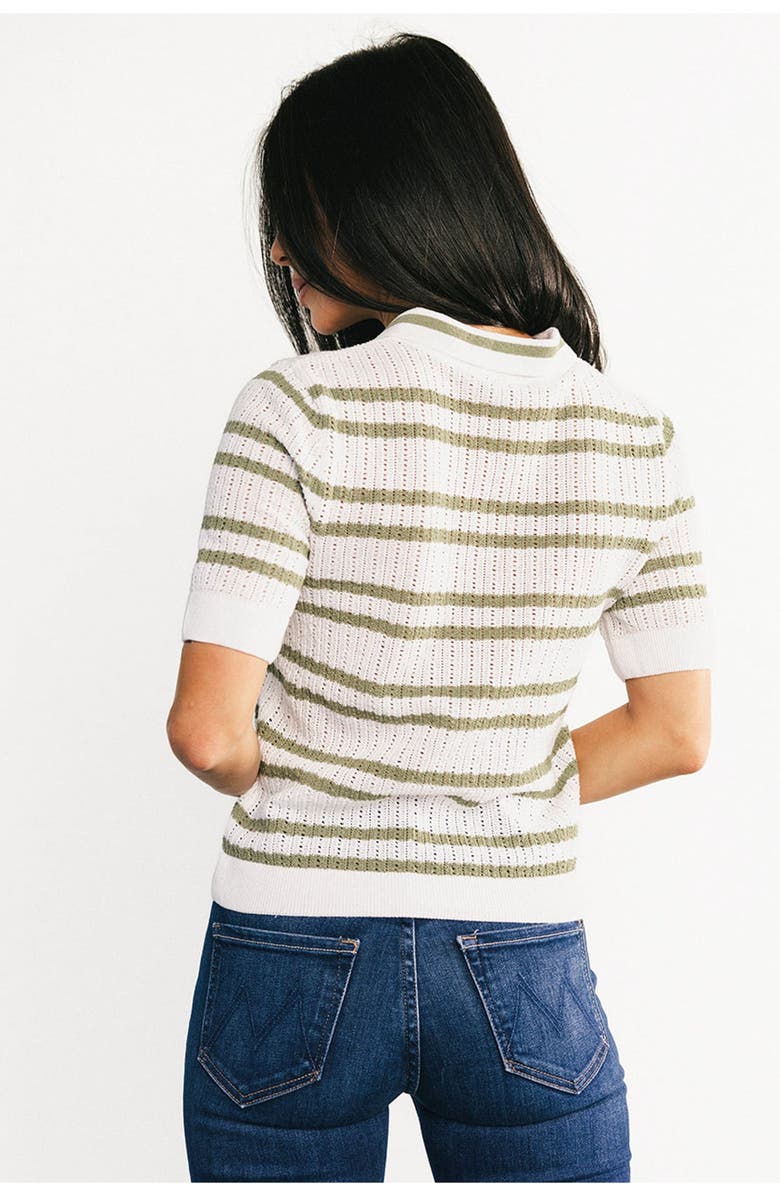Baltic Børn Bahía Knit Stripe Top, Alternate, color, Sage And Off White