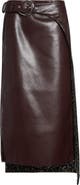 Rabanne Beaded Lining Faux Leather Layered Skirt