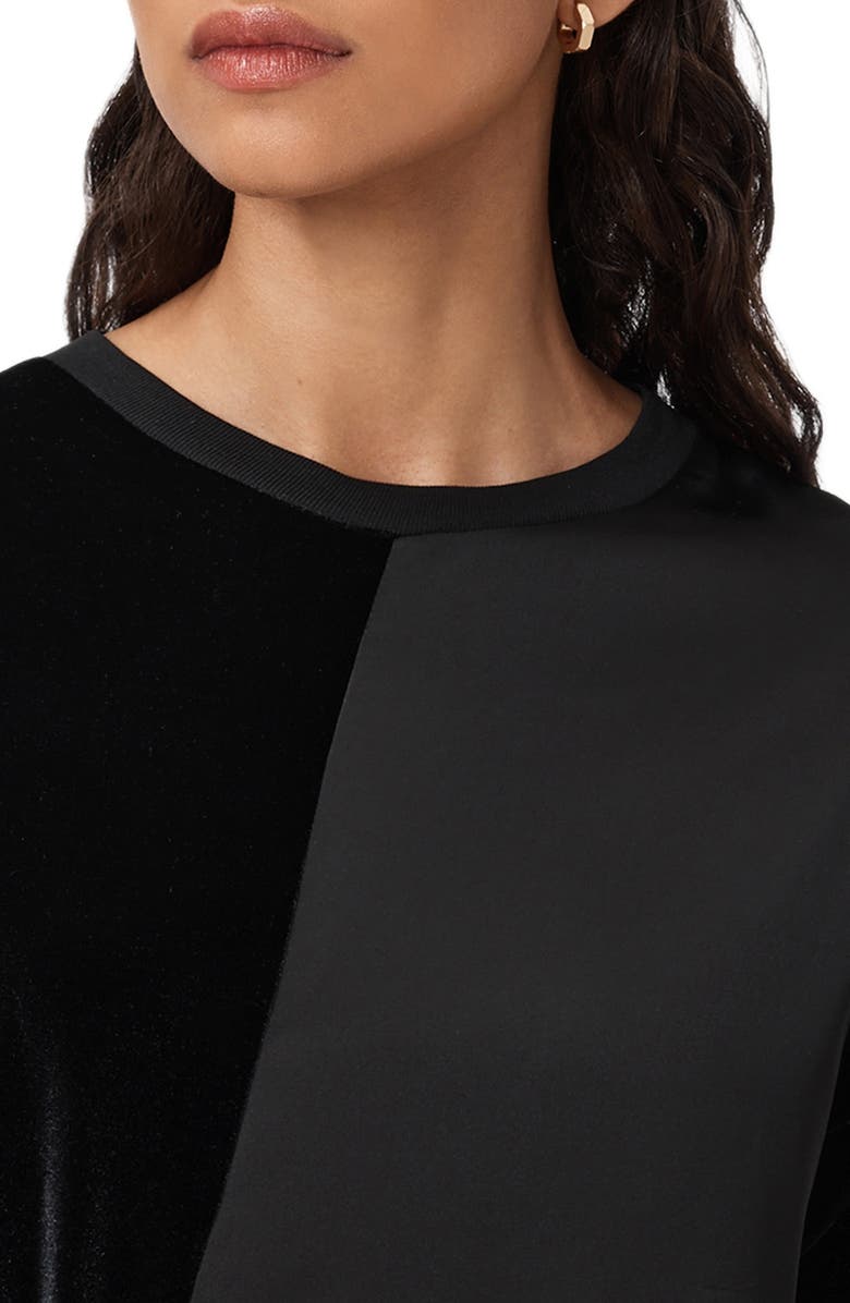 AllSaints Lana Lace Hem Velvet Dress, Alternate, color,